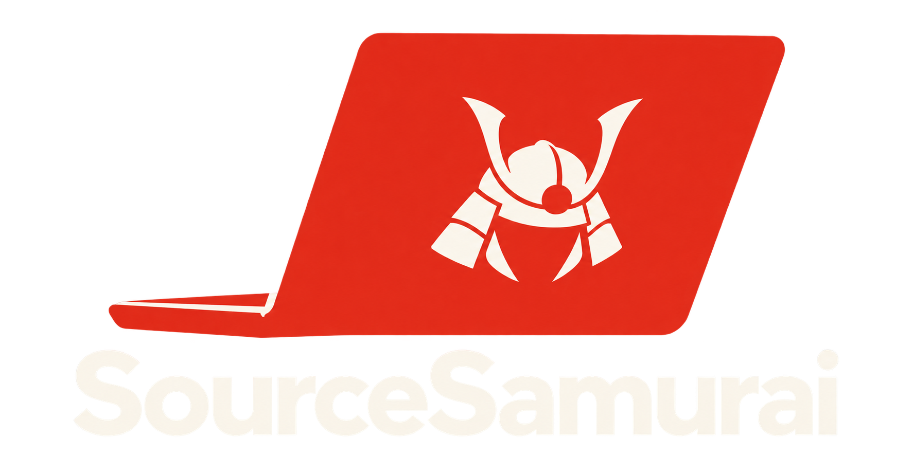 SourceSamurai — laptop with a samurai helmet emblem